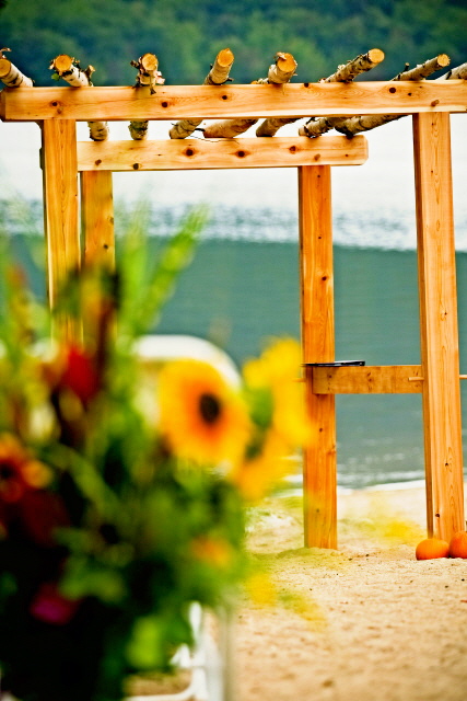 Lakeside wedding arbor